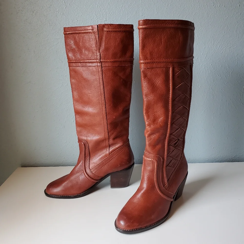 Vintage Fossil Brand 70's Style Boho Genuine Leather Boots Western Festival 8 - Picture 10 of 13